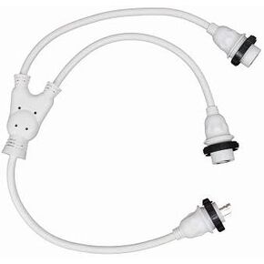 Marine & RV Cords 125v 30 amp Male x (2) 30a Female Marine Y Splitter Boat Shore Power Adapter, White