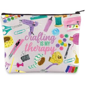 WZMPA Crafting Survival Kit Crafter Gifts Crafting Is My Therap Scrapbooking Makeup Zipper Pouch Bag Crafting Merchandise (crafting therapy)