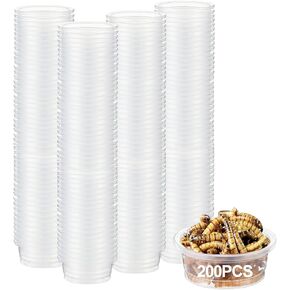 200 pcs 0.5oz Crested Gecko Food and Water Feeding Cups | Reptile Feeder Bowls | for Lizard and Other Small Pet Ledge Accessories Supplies