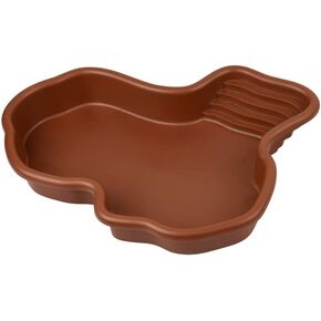 Flushbay Extra Large Reptile Bathing Pool Reptile Feeding Dish Water Bowl with Ramp Aquarium Ornament for Gecko, Snake, Turtle, Bearded Dragon, Lizard Bath(Black)
