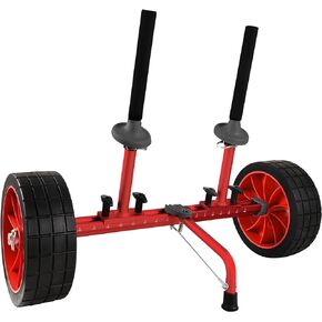 Sit On Top Kayak Cart, Heavy-Duty Plug-in Kayak Cart Dolly with 10 Inch Airless Wheels, Width Adjustable for Carrying Kayaks Canoes with Scupper Holes