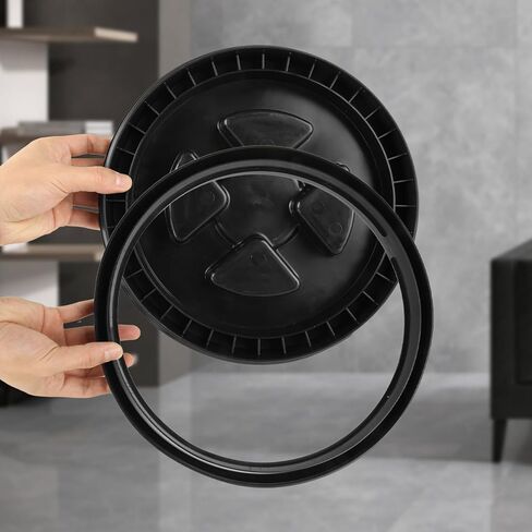 4 قطع 5 جالون غطاء دلو مانع للتسرب دلاء تخزين بلاستيكية من الدرجة الغذائية، أغطية سدادة لولبية، غطاء سطل لولبي، تخزين أغذية الحيوانات الأليفة، مغذيات الدجاج، تخزين الطلاء المتوافق مع غاما (أسود) in Kuwait