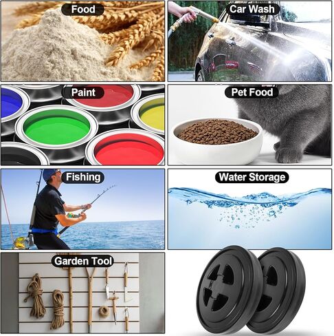 4 قطع 5 جالون غطاء دلو مانع للتسرب دلاء تخزين بلاستيكية من الدرجة الغذائية، أغطية سدادة لولبية، غطاء سطل لولبي، تخزين أغذية الحيوانات الأليفة، مغذيات الدجاج، تخزين الطلاء المتوافق مع غاما (أسود) in Kuwait