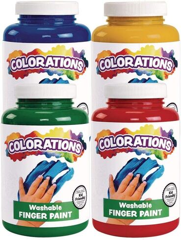 Colorations Washable Finger Paint for Kids, Each 16 fl oz, 4 Colors, Non-Toxic Paint, Kids Finger Paint,Sensory Finger Paint, Kids Paint, Hand Painting, Kids Fingerpaint, Finger Paint for Toddlers in Saudi Arabia