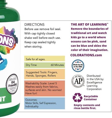 Colorations Washable Finger Paint for Kids, Each 16 fl oz, 4 Colors, Non-Toxic Paint, Kids Finger Paint,Sensory Finger Paint, Kids Paint, Hand Painting, Kids Fingerpaint, Finger Paint for Toddlers in Saudi Arabia