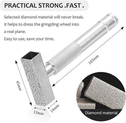 2 Pcs Silver Diamond Grinding Wheel Dresser Stone Bench Grinder Dressing Tool for Grinding Deburring Wheels Truing Grinding Durable Quality with Smart Details Design Flat Diamond Coated Surface in Kuwait