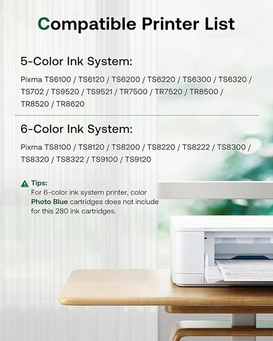 PGI-280XXL CLI-281XXL استبدال خراطيش الحبر 280 281 المتوافقة مع طابعة Canon PIXMA TR8520 TS9120 TS6200 TS6220 TS8120 TS8220 TR7520، 5 عبوات in Kuwait