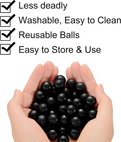 125/250 / 500 Pcs .68 Cal Rubber Balls, Reusable Paintballs for Self Defence, Less Lethal Shooting Training Practice Solid Balls 0.68 Calibre, Black in Saudi Arabia
