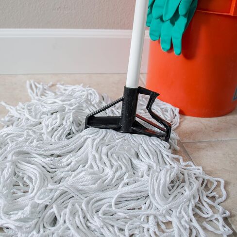 SPARTA 4166402 Spectrum Fiberglass Mop Handle With Quik-Release For Cleaning, Commercial, Residential, 60 Inches, White in Kuwait