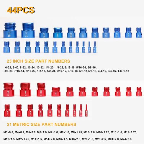 Nut and Bolt Thread Gauge Set - 44 PCS Checkers in Case for Tricky Areas, 23 Inch & 21 Metric Sizes, Suitable for Inspecting Fixed Bolts or Threaded Holes in Saudi Arabia