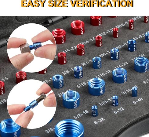 Nut and Bolt Thread Gauge Set - 44 PCS Checkers in Case for Tricky Areas, 23 Inch & 21 Metric Sizes, Suitable for Inspecting Fixed Bolts or Threaded Holes in Saudi Arabia