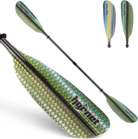 مجداف كاياك من الألياف الزجاجية للرياضات المائية للبالغين - مثالي للتجول وصيد الأسماك وركوب القوارب - 90.5 بوصة / 230 سم قابل للتعديل مع عمود من ألياف الكربون - معدات التجديف بمجاديف الكاياك in Kuwait