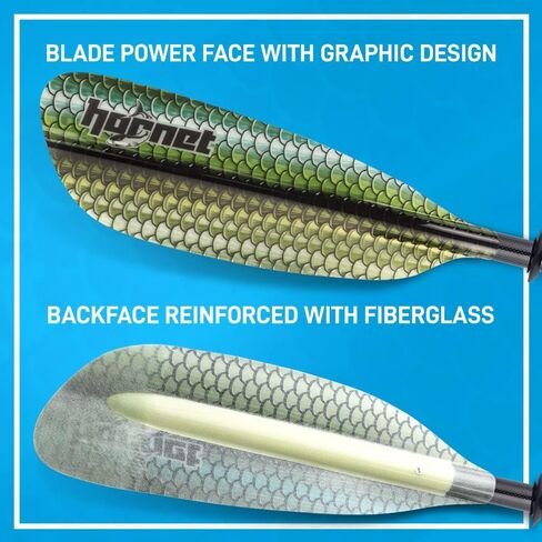 مجداف كاياك من الألياف الزجاجية للرياضات المائية للبالغين - مثالي للتجول وصيد الأسماك وركوب القوارب - 90.5 بوصة / 230 سم قابل للتعديل مع عمود من ألياف الكربون - معدات التجديف بمجاديف الكاياك in Kuwait