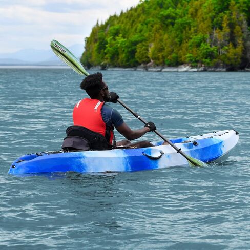 مجداف كاياك من الألياف الزجاجية للرياضات المائية للبالغين - مثالي للتجول وصيد الأسماك وركوب القوارب - 90.5 بوصة / 230 سم قابل للتعديل مع عمود من ألياف الكربون - معدات التجديف بمجاديف الكاياك in Kuwait