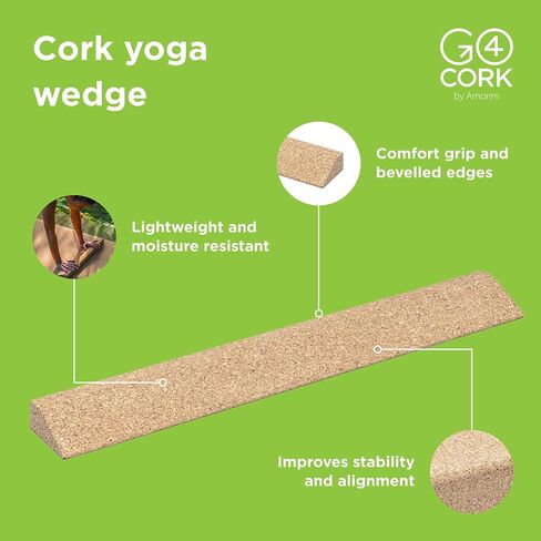 Yoga Wedge - 24x4x1.4" | Ultimate Stability for Yoga & Pilates | Eco-Friendly, Non-Slip Cork | Odor-Free, Hypoallergenic | Perfect Gift for Eco-Conscious Yogis in Saudi Arabia