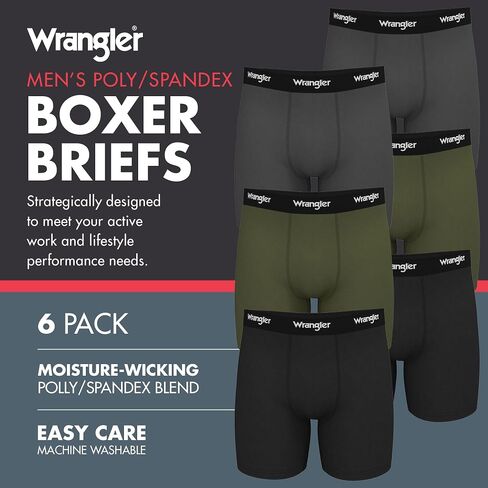 Wrangler - Ranger Mens Cooling Boxer Briefs - Dry Cool Cotton Men's Boxer Briefs 6 Pack in Saudi Arabia