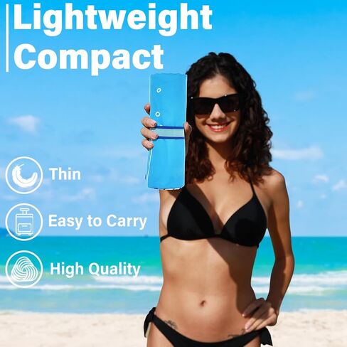 منشفة شاطئ خفيفة الوزن من الألياف الدقيقة وخالية من الرمال وسريعة الجفاف ماصة ورقيقة الحجم لحمام السباحة والتخييم وإكسسوارات الشاطئ، عبوة كبيرة سهلة الاستخدام وأشياء السفر لأساسيات العطلات هدية للكبار in Kuwait