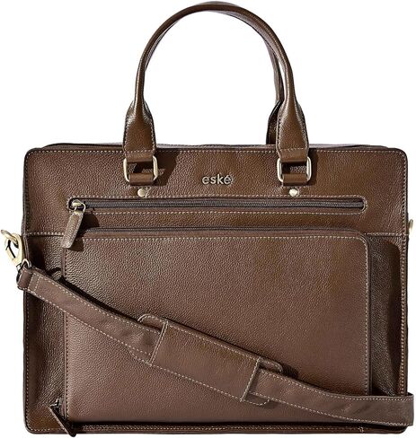 eské Charlie 15.6" Premium Italian Leather Laptop Bag for Men & Women | Office Bag | Laptop Messenger Bag with Shoulder Strap in Saudi Arabia