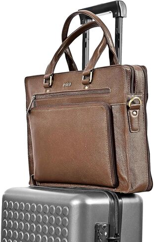 eské Charlie 15.6" Premium Italian Leather Laptop Bag for Men & Women | Office Bag | Laptop Messenger Bag with Shoulder Strap in Saudi Arabia