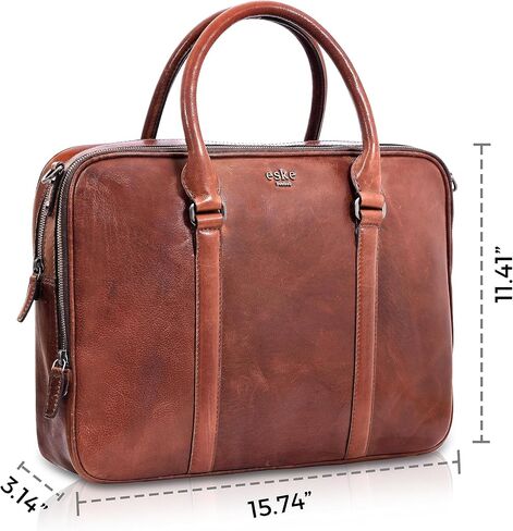eské Charlie 15.6" Premium Italian Leather Laptop Bag for Men & Women | Office Bag | Laptop Messenger Bag with Shoulder Strap in Saudi Arabia