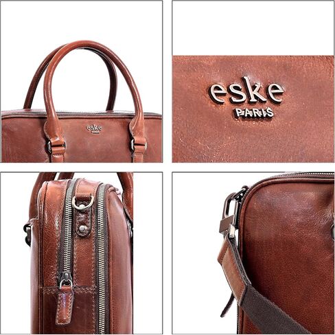eské Charlie 15.6" Premium Italian Leather Laptop Bag for Men & Women | Office Bag | Laptop Messenger Bag with Shoulder Strap in Saudi Arabia
