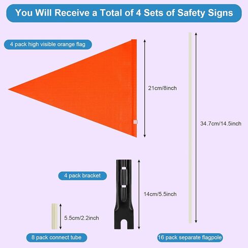 4 Pcs 6ft Bike Safety Flag with Pole Reflective Bike Trailer Safety Flag with Bicycle Mounting Bracket Height Visibility Bicycle Safety Flag in Saudi Arabia