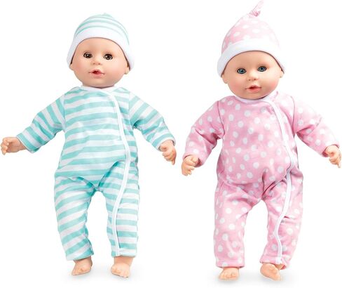 Melissa & Doug Mine to Love Twins Luke & Lucy 15" Light Skin-Tone Boy and Girl Baby Dolls with Rompers, Caps, Pacifiers - Twin Baby Dolls, First Baby Dolls For Toddlers 18 Months And Up in Saudi Arabia