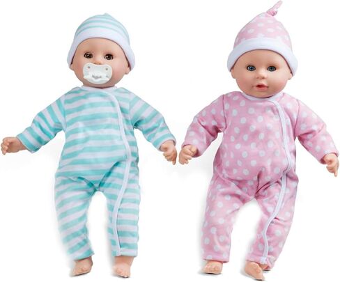 Melissa & Doug Mine to Love Twins Luke & Lucy 15" Light Skin-Tone Boy and Girl Baby Dolls with Rompers, Caps, Pacifiers - Twin Baby Dolls, First Baby Dolls For Toddlers 18 Months And Up in Saudi Arabia
