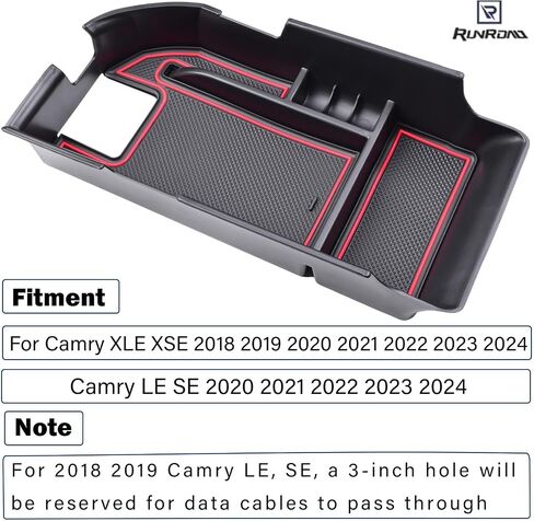 Center Console Organizer Compatible with Toyota Camry XLE XSE 2018-2024 and Camry LE SE 2020 2021 2022 2024 Accessories, Armrest Insert Tray Secondary Storage Box Fit 2 USB Ports, Black in Kuwait