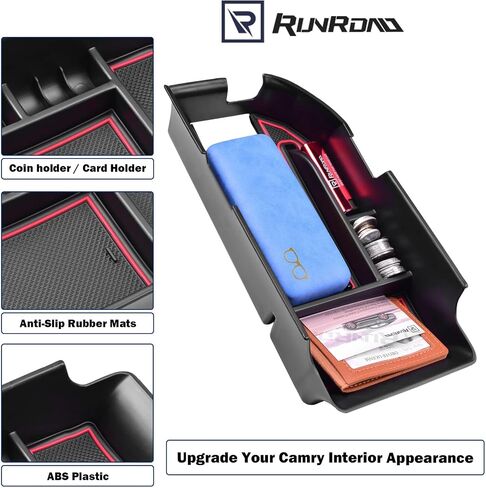 Center Console Organizer Compatible with Toyota Camry XLE XSE 2018-2024 and Camry LE SE 2020 2021 2022 2024 Accessories, Armrest Insert Tray Secondary Storage Box Fit 2 USB Ports, Black in Kuwait