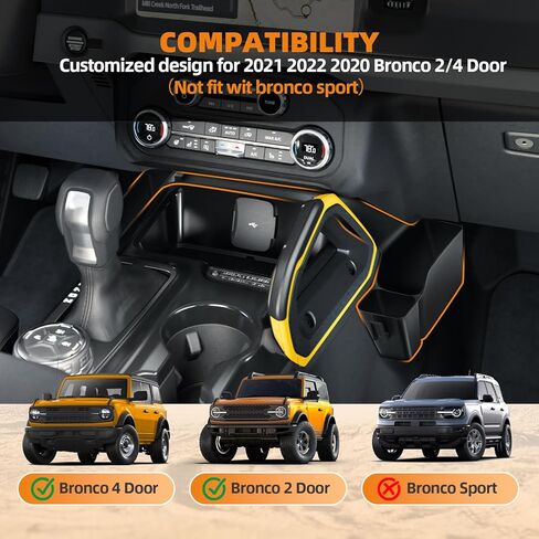 Center Console Shifter Storage Box Compatible with Bronco 2/4 Door 2021 2022 2023 2024, Front Gear Shifter Side Storage Box for Bronco Interior Accessories in Kuwait