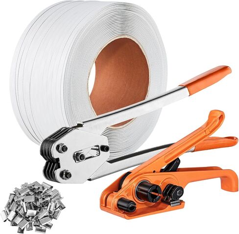 طقم ربط النطاقات VEVOR مع أداة شد الربط، بطول 100 قدم 304 شريط من الفولاذ المقاوم للصدأ، 100 ختم معدني، طقم ربط شريط التغليف البليت، شريط تغليف التغليف للتغليف in Kuwait