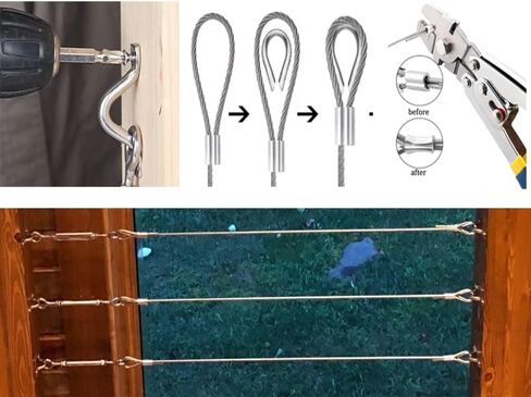 TooTaci Strings Lights Hanging Kit,1/8 Stainless Steel Coated Cable Wire 20M & M5 Turnbuckle Hook and Eye,1/8 Turnbuckle Wire Tensioner Kit with 1/8 Wire Rope for Outdoor Hanging,Garden Wire in Saudi Arabia