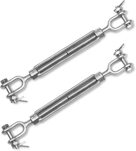 Turnbuckle Hook, 2Pack 1/2 Inch M12 Hot Dipped Galvanized Steel Jaw and Jaw Turnbuckle, 2200 lbs Working Load Limit Heavy Duty Turnbuckle for Tractor Sun Shades Cables Tent Outdoor String Lights in Kuwait