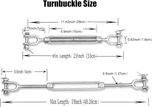 Turnbuckle Hook, 2Pack 1/2 Inch M12 Hot Dipped Galvanized Steel Jaw and Jaw Turnbuckle, 2200 lbs Working Load Limit Heavy Duty Turnbuckle for Tractor Sun Shades Cables Tent Outdoor String Lights in Kuwait