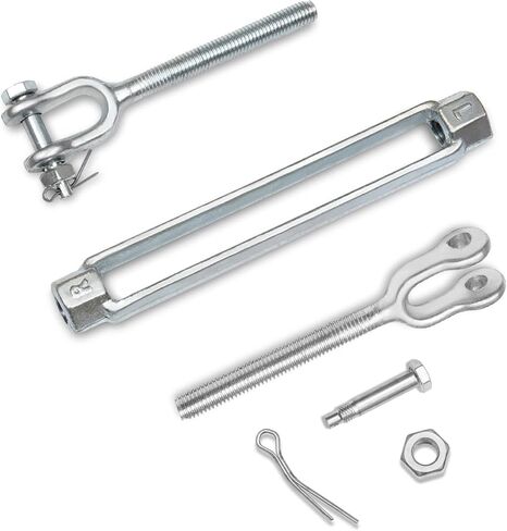 Turnbuckle Hook, 2Pack 1/2 Inch M12 Hot Dipped Galvanized Steel Jaw and Jaw Turnbuckle, 2200 lbs Working Load Limit Heavy Duty Turnbuckle for Tractor Sun Shades Cables Tent Outdoor String Lights in Kuwait