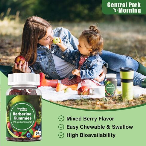 علكات البربرين مع قرفة سيلان 1200 ملغ، دعم صحي، 60 علكة طبيعية بنكهة التوت المختلط in Kuwait