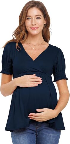 Womens V Neck Wrap Short Sleeve Maternity Top in Kuwait