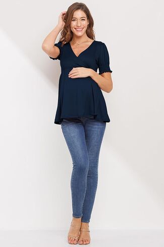 Womens V Neck Wrap Short Sleeve Maternity Top in Kuwait