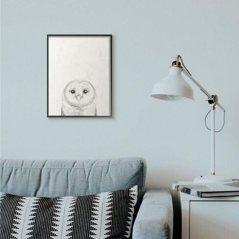 Stupell Industries Owl Portrait Grey Drawing Design, Designed by Victoria Borges Wall Art, 16 x 1.5 x 20, Black Framed in Saudi Arabia