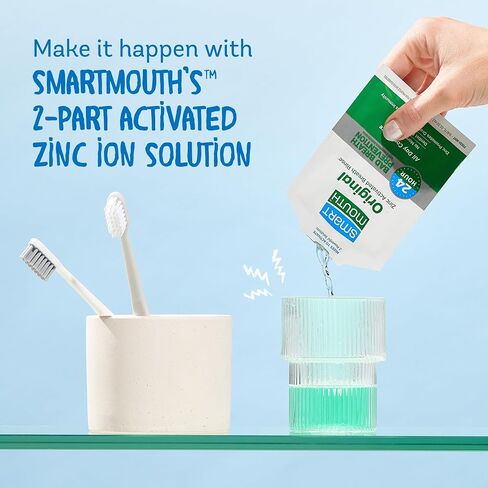 غسول الفم المنعش الأصلي المنشط لمدة 24 ساعة من SmartMouth، عبوتين وعبوة سفر فردية، نعناع منعش in Kuwait
