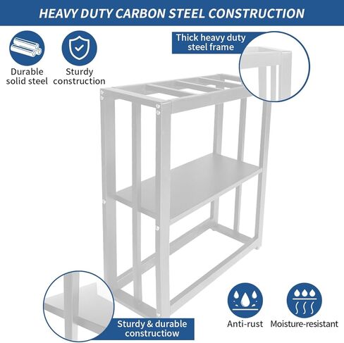 Fish Tank Stand 20 Gallon, Double Layer Metal Aquarium Stand with Storage, 24.8" x 9.45" x 29.5" Breeder Reptile Tank Stand （White） in Kuwait