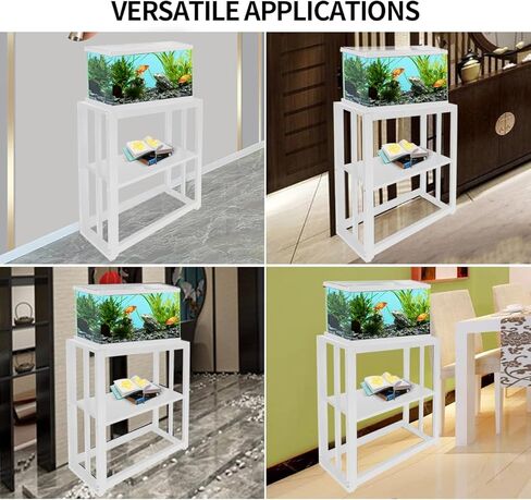 Fish Tank Stand 20 Gallon, Double Layer Metal Aquarium Stand with Storage, 24.8" x 9.45" x 29.5" Breeder Reptile Tank Stand （White） in Kuwait