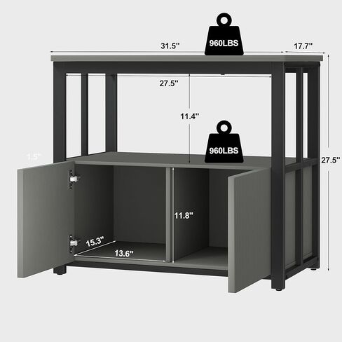 BEWISHOME 20-29 جالون حوض للأسماك حامل إطار معدني حوض السمك مع خزانة لتخزين الملحقات، مناسب للسلاحف والزواحف وخزان مرابي الحيوانات، سعة 960 رطل رمادي KYG02H in Kuwait