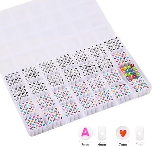 Blingfun 1850PCS Letter Beads for Bracelets，Doubles Colorful A-Z Letter Beads,，28 Styles Alphabet Beads for Bracelets Making,Heart Beads for Friendship Bracelet kit (Colors/Candy) in Saudi Arabia