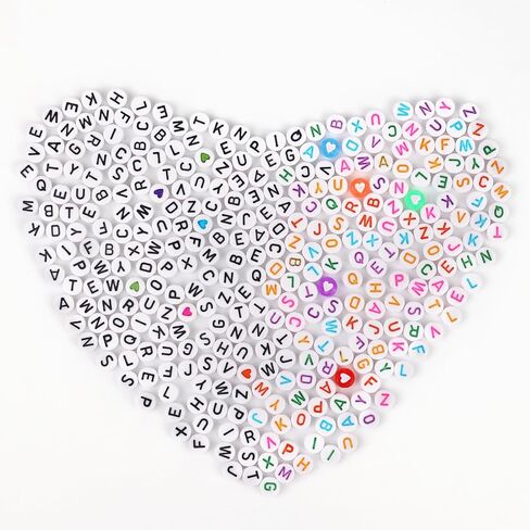 Blingfun 1850PCS Letter Beads for Bracelets，Doubles Colorful A-Z Letter Beads,，28 Styles Alphabet Beads for Bracelets Making,Heart Beads for Friendship Bracelet kit (Colors/Candy) in Saudi Arabia