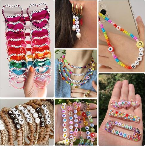 Blingfun 1850PCS Letter Beads for Bracelets，Doubles Colorful A-Z Letter Beads,，28 Styles Alphabet Beads for Bracelets Making,Heart Beads for Friendship Bracelet kit (Colors/Candy) in Saudi Arabia