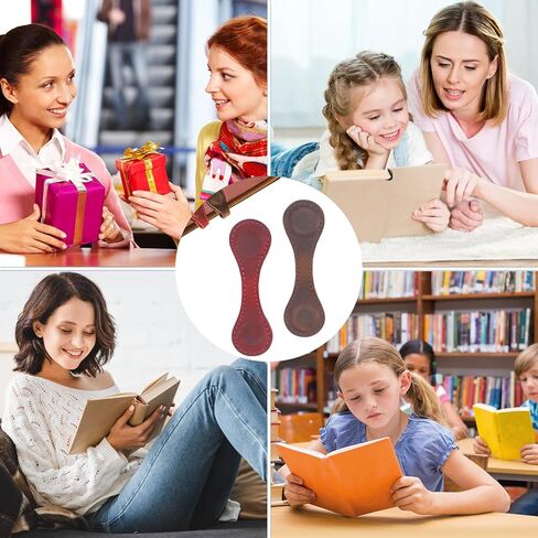 علامات جلدية مغناطيسية، قطعتان من الإشارات المرجعية المخصصة لقراءة ملحقات الكتب، علامات الصفحات، مشبك علامة كتاب مريح، هدية لمحبي الكتب، الرجال والنساء، الطلاب (أحمر + قهوة) in Kuwait