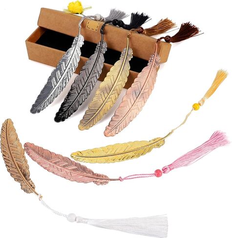 7 Pieces Vintage Metal Feather Bookmarks with Tassels and Beaded for Adults and Kids,Perfect Kids Office School Reading and Gifts and Collections,Ideal Gift for Reader, Woman and Kids.(Seven Colors) in Saudi Arabia