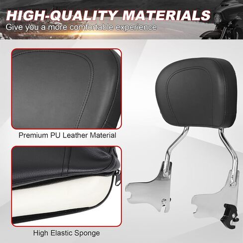 مسند ظهر قابل للفصل سيسي بار مسند ظهر للركاب مع وسادة متوافقة مع Touring Road King Electra Glide Street Glide Road Glide FLHR FLHX FLHT FLTR 1997-2008 (كروم) in Kuwait